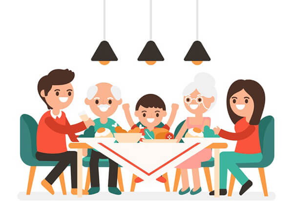 indian family eating together clipart